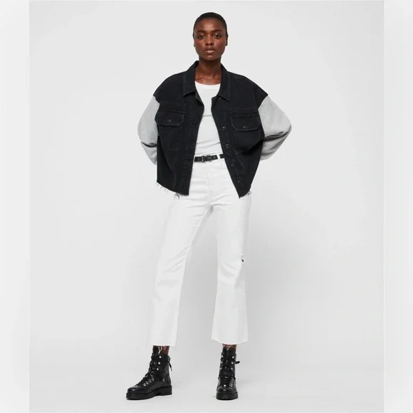 NWT ALLSAINTS Morton Mixed Media Military Jacket size XS/S - Picture 4 of 8